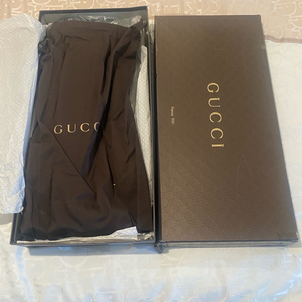 Gucci Black Wedge Boots with Fur Trim Sz 39.5 US 8.5 - Picture 10 of 16